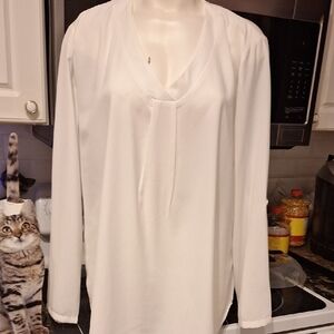 l Youtalia Pretty White Long Sleeve Pullover Plus Size Blouse XXL